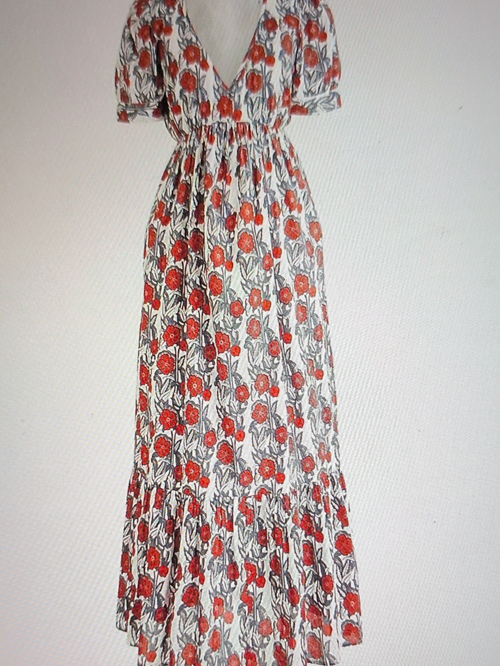J. Crew V Neck Maxi Dress In Poppy Print